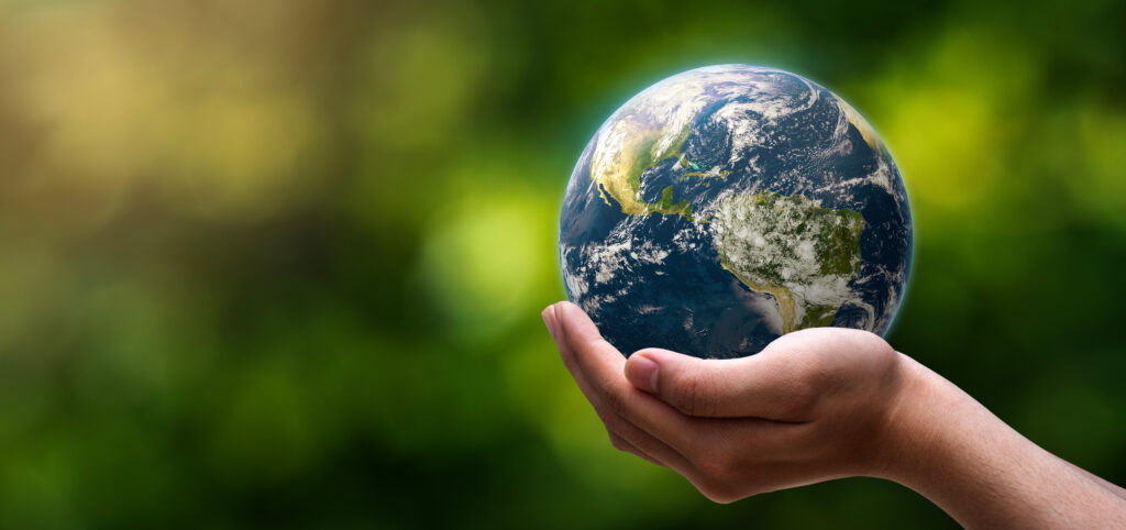 terra nelle mani di un adulto in occasione della giornata per la sostenibilità.
